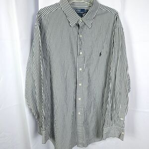 VTG Polo Ralph Lauren Mens 18 34/35 Blue Gray Striped Andrew Classic Dress Shirt